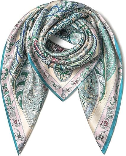 100% Pure Mulberry Silk Square Scarf - Lightweight Hair Wrap & Shawl for Women - Versatile Headscarf, Neckerchief, Women Natural Silk (20.8×20.8 inches)