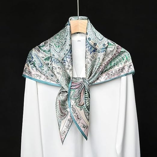 100% Pure Mulberry Silk Square Scarf - Lightweight Hair Wrap & Shawl for Women - Versatile Headscarf, Neckerchief, Women Natural Silk (20.8×20.8 inches)