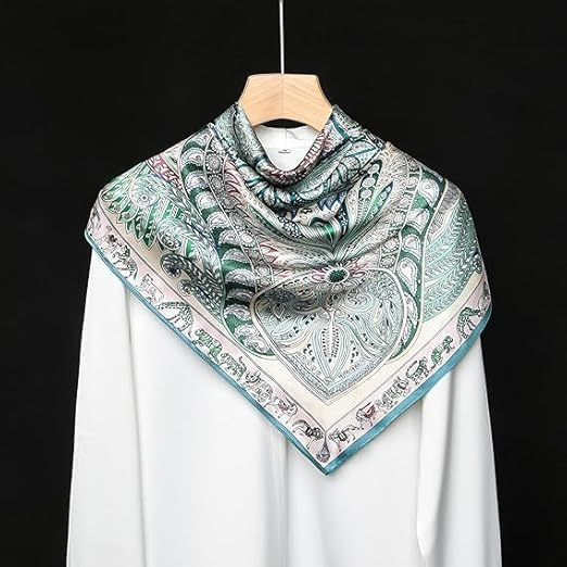 100% Pure Mulberry Silk Square Scarf - Lightweight Hair Wrap & Shawl for Women - Versatile Headscarf, Neckerchief, Women Natural Silk (20.8×20.8 inches)