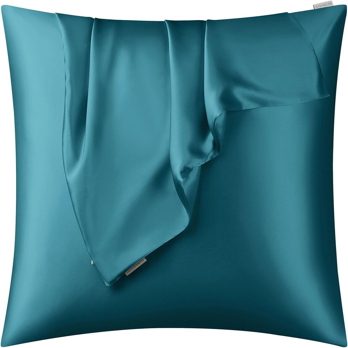 DISANGNI 100% Natural Mulberry Silk Pillow case for Hair and Skin with Hidden Zipper 22 Momme Both Sides Real Silk Pillow Case (2pc Standard Size 20" x26", Dark Gray)