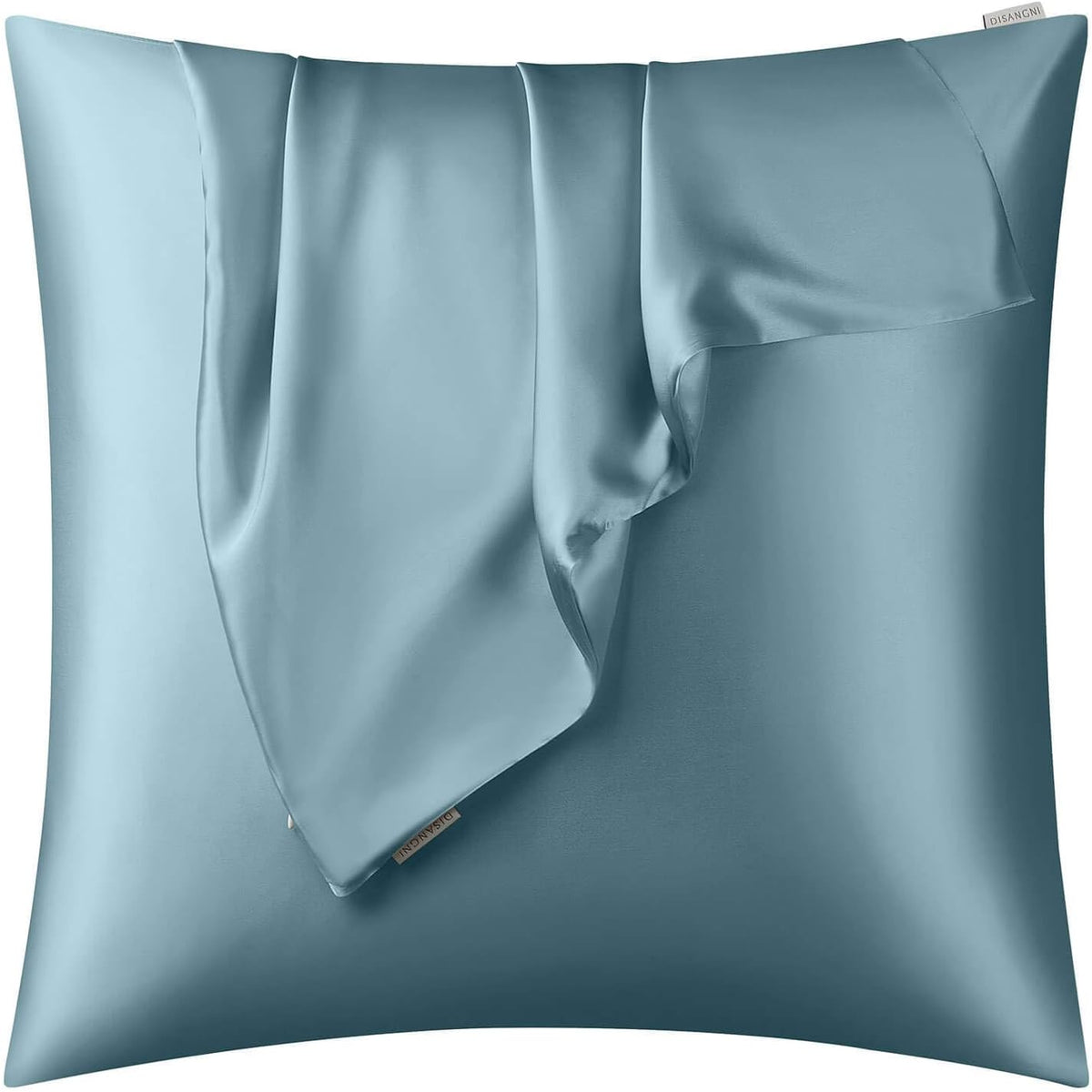 DISANGNI 100% Natural Mulberry Silk Pillow case for Hair and Skin with Hidden Zipper 22 Momme Both Sides Real Silk Pillow Case (2pc Standard Size 20" x26", Dark Gray)