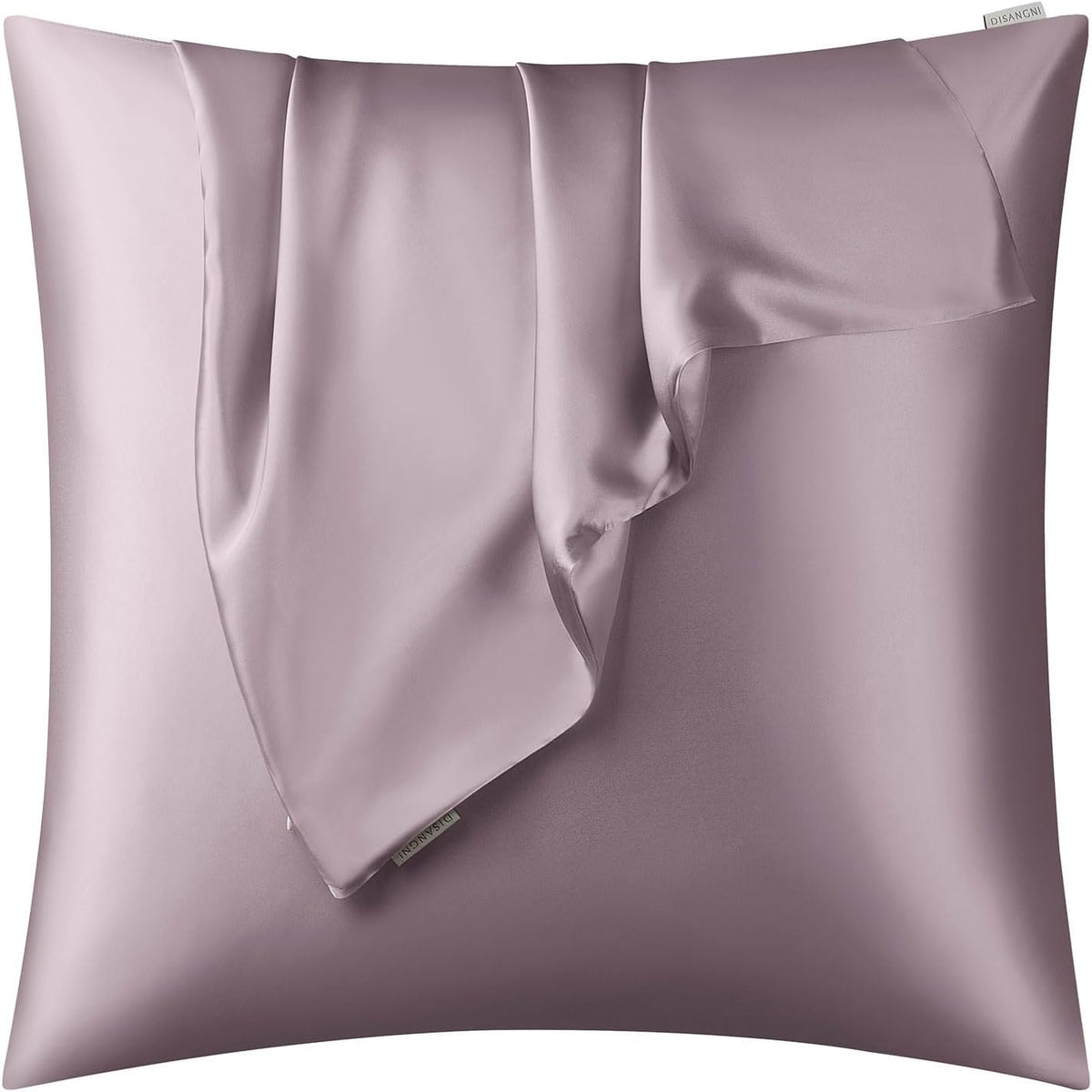 DISANGNI 100% Natural Mulberry Silk Pillow case for Hair and Skin with Hidden Zipper 22 Momme Both Sides Real Silk Pillow Case (2pc Standard Size 20" x26", Dark Gray)