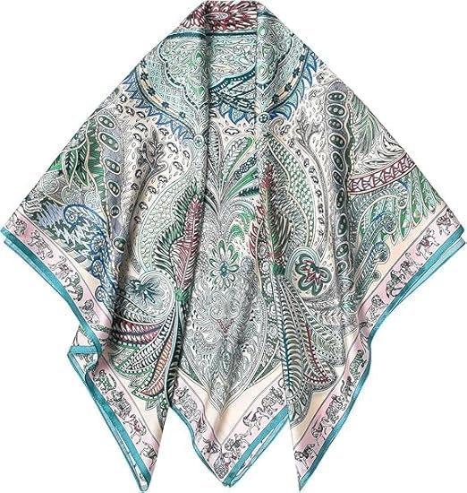 100% Pure Mulberry Silk Square Scarf - Lightweight Hair Wrap & Shawl for Women - Versatile Headscarf, Neckerchief, Women Natural Silk (20.8×20.8 inches)