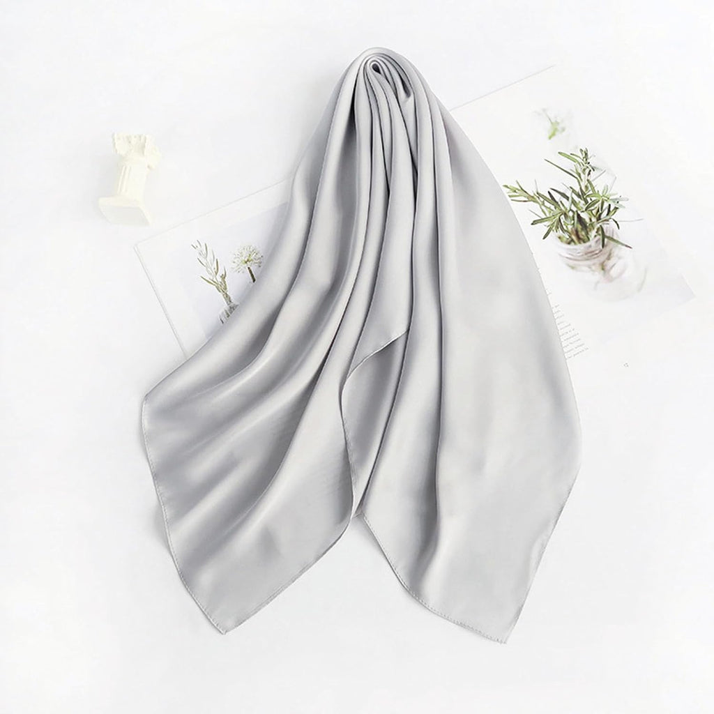 Solid-Coloured Silk Scarf–Lightweight 70x70cm Square Plain Scarf Wraps Pure Silk Scarves Natural Silk Neckerchief Headscarf Women