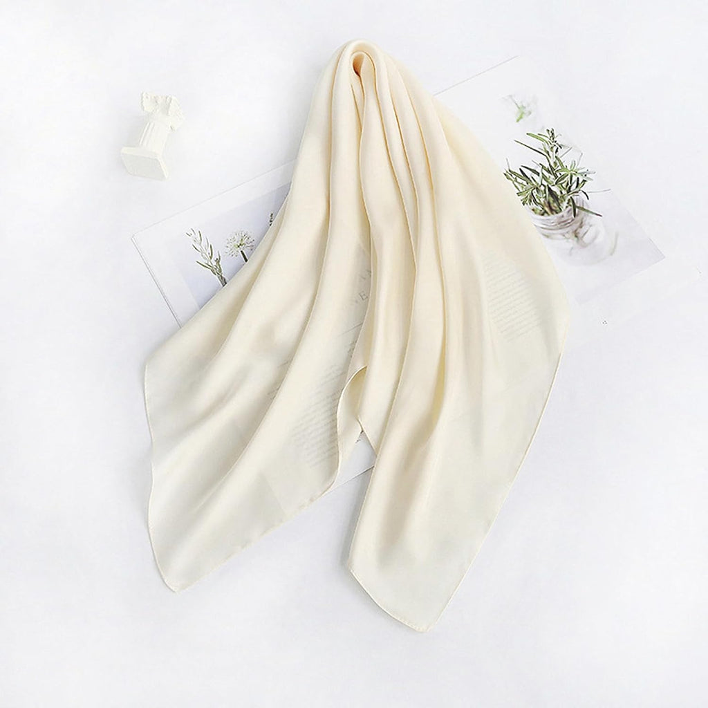 Solid-Coloured Silk Scarf–Lightweight 70x70cm Square Plain Scarf Wraps Pure Silk Scarves Natural Silk Neckerchief Headscarf Women