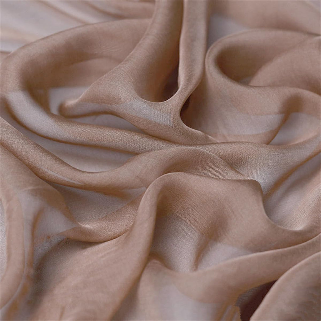 6 Momme 55''Width 100 Pure Silk Chiffon Fabric Sheer Natural Mulberry Silk Chiffon Fabric for Sewing Clothes DIY Crafts(Chapmpagne,5 Yards)