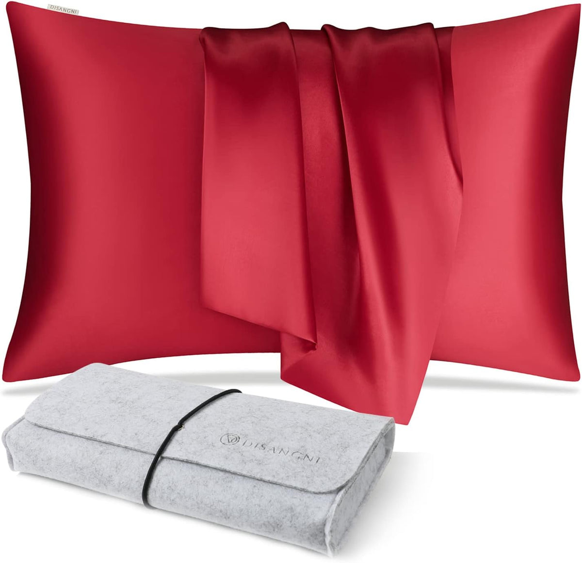 DISANGNI 100% Natural Mulberry Silk Pillow case for Hair and Skin with Hidden Zipper 22 Momme Both Sides Real Silk Pillow Case (2pc Standard Size 20" x26", Dark Gray)