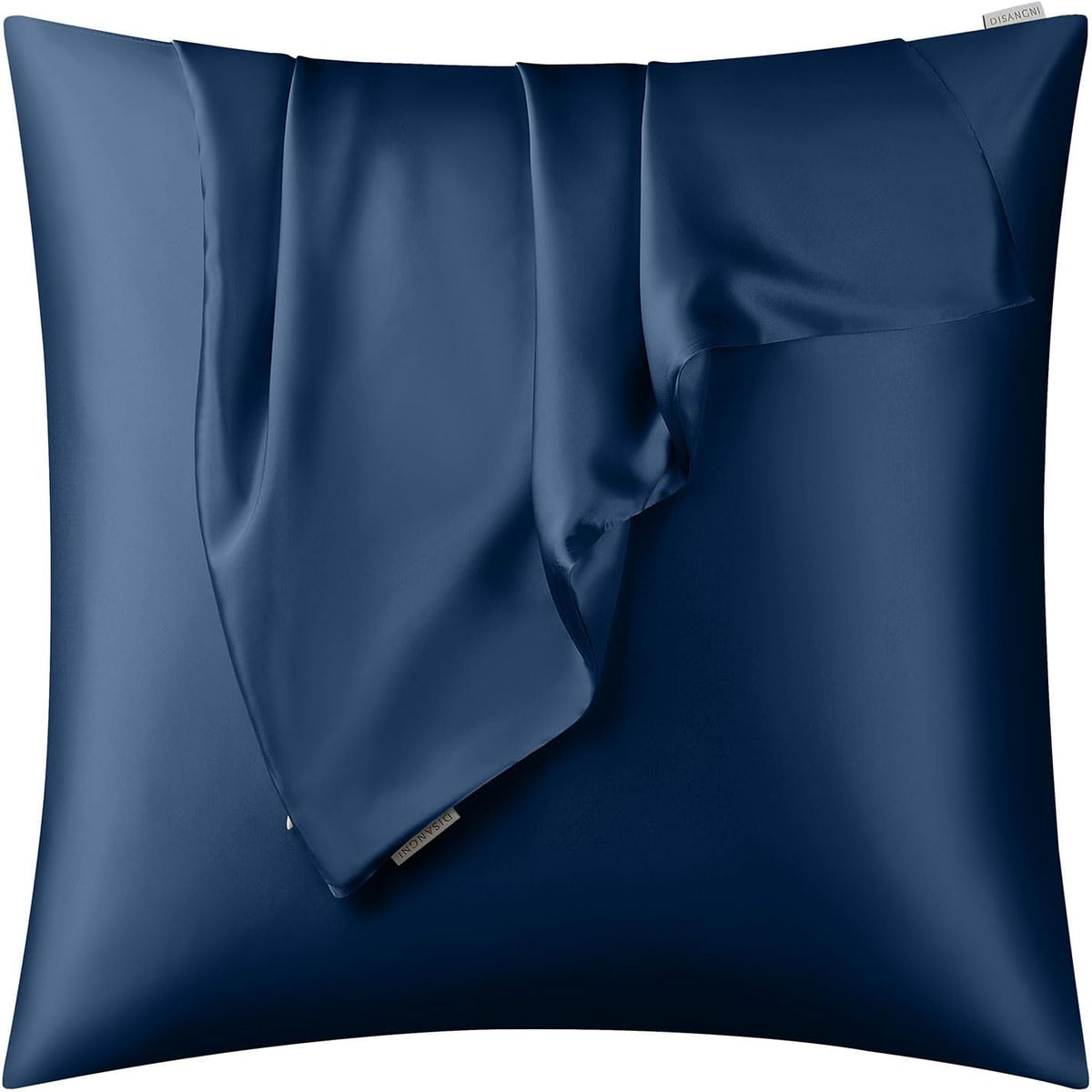 DISANGNI 100% Natural Mulberry Silk Pillow case for Hair and Skin with Hidden Zipper 22 Momme Both Sides Real Silk Pillow Case (2pc Standard Size 20" x26", Dark Gray)