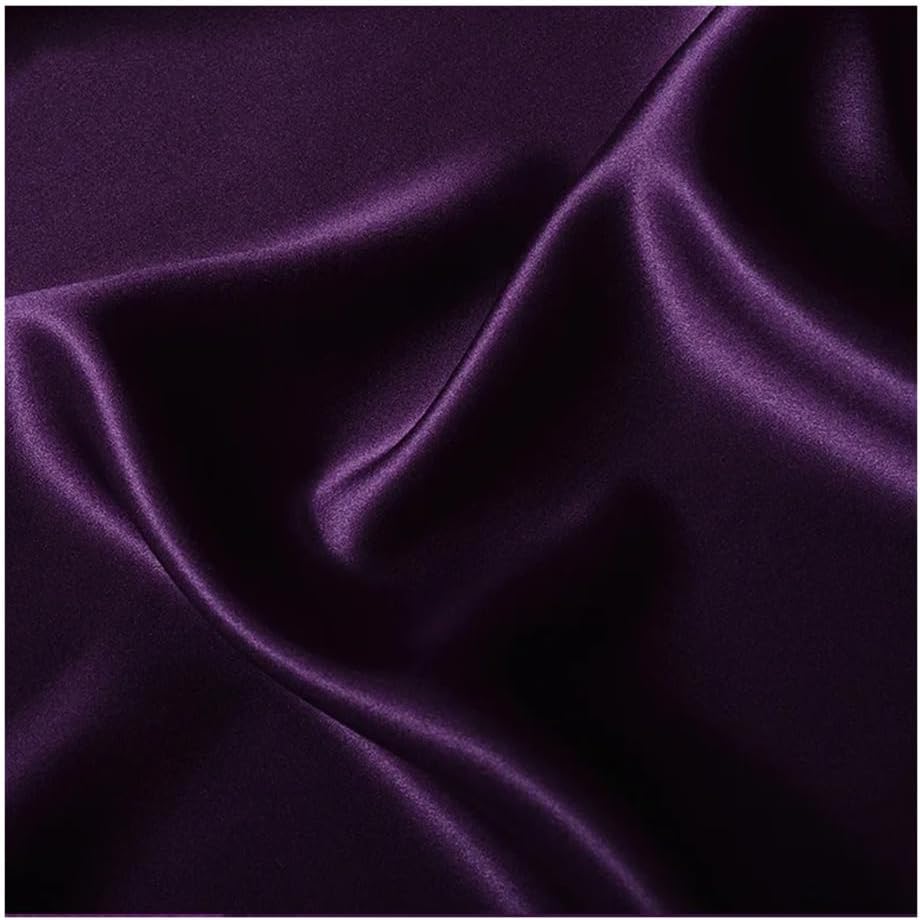 Satin Fabric, 99% Silk Charmeuse Satin Fabric Solid Multicolor 0.5-5.5m 114cm Width 30 Momme(Cd613,5.5m)
