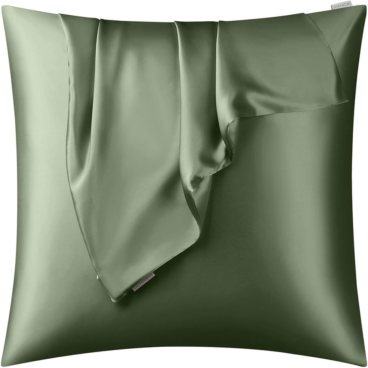 DISANGNI 100% Natural Mulberry Silk Pillow case for Hair and Skin with Hidden Zipper 22 Momme Both Sides Real Silk Pillow Case (2pc Standard Size 20" x26", Dark Gray)