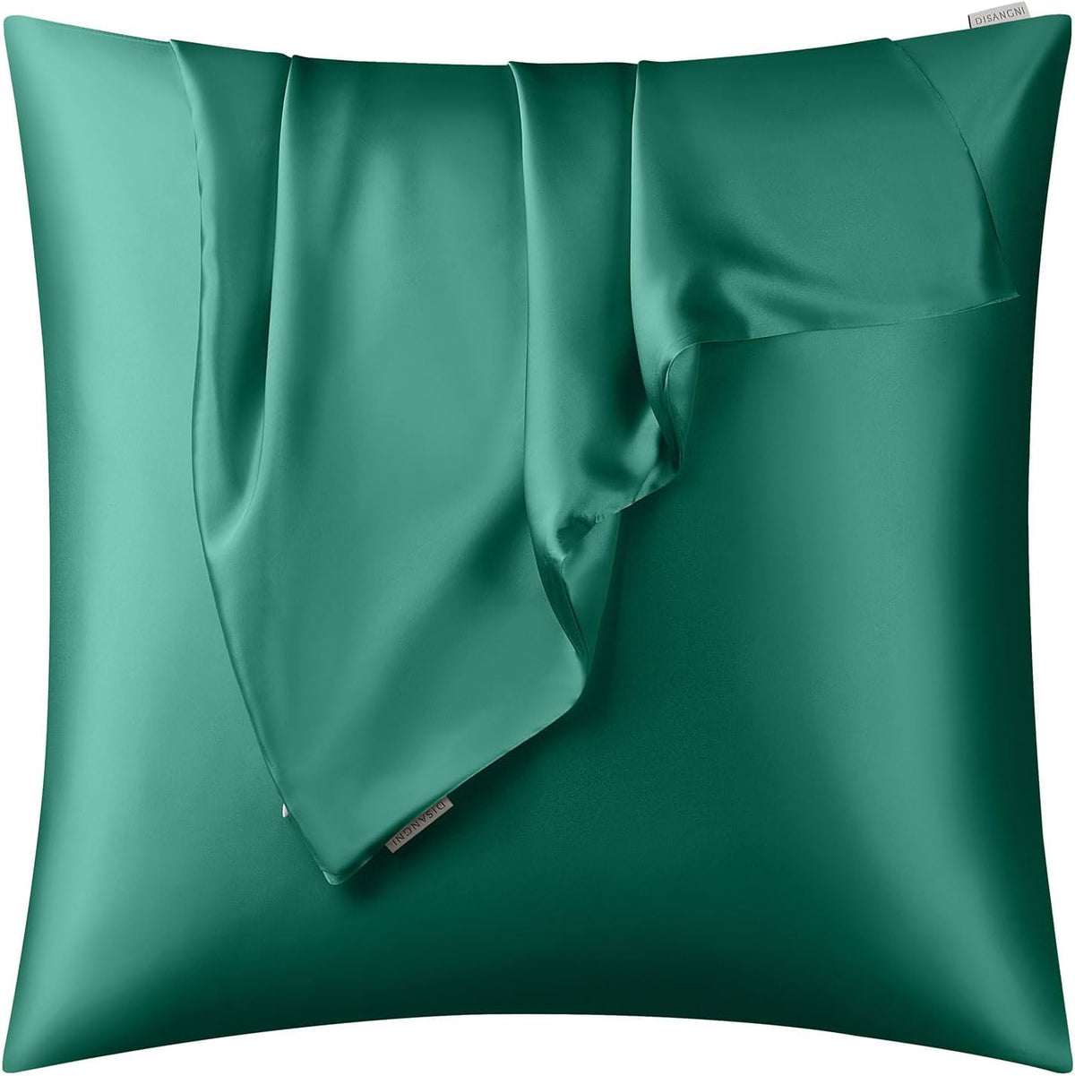 DISANGNI 100% Natural Mulberry Silk Pillow case for Hair and Skin with Hidden Zipper 22 Momme Both Sides Real Silk Pillow Case (2pc Standard Size 20" x26", Dark Gray)