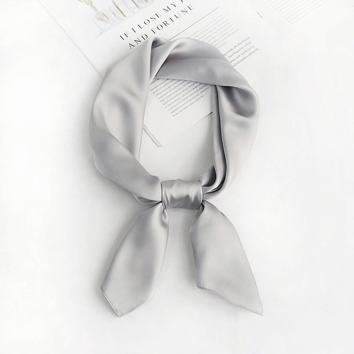 Solid-Coloured Silk Scarf–Lightweight 70x70cm Square Plain Scarf Wraps Pure Silk Scarves Natural Silk Neckerchief Headscarf Women