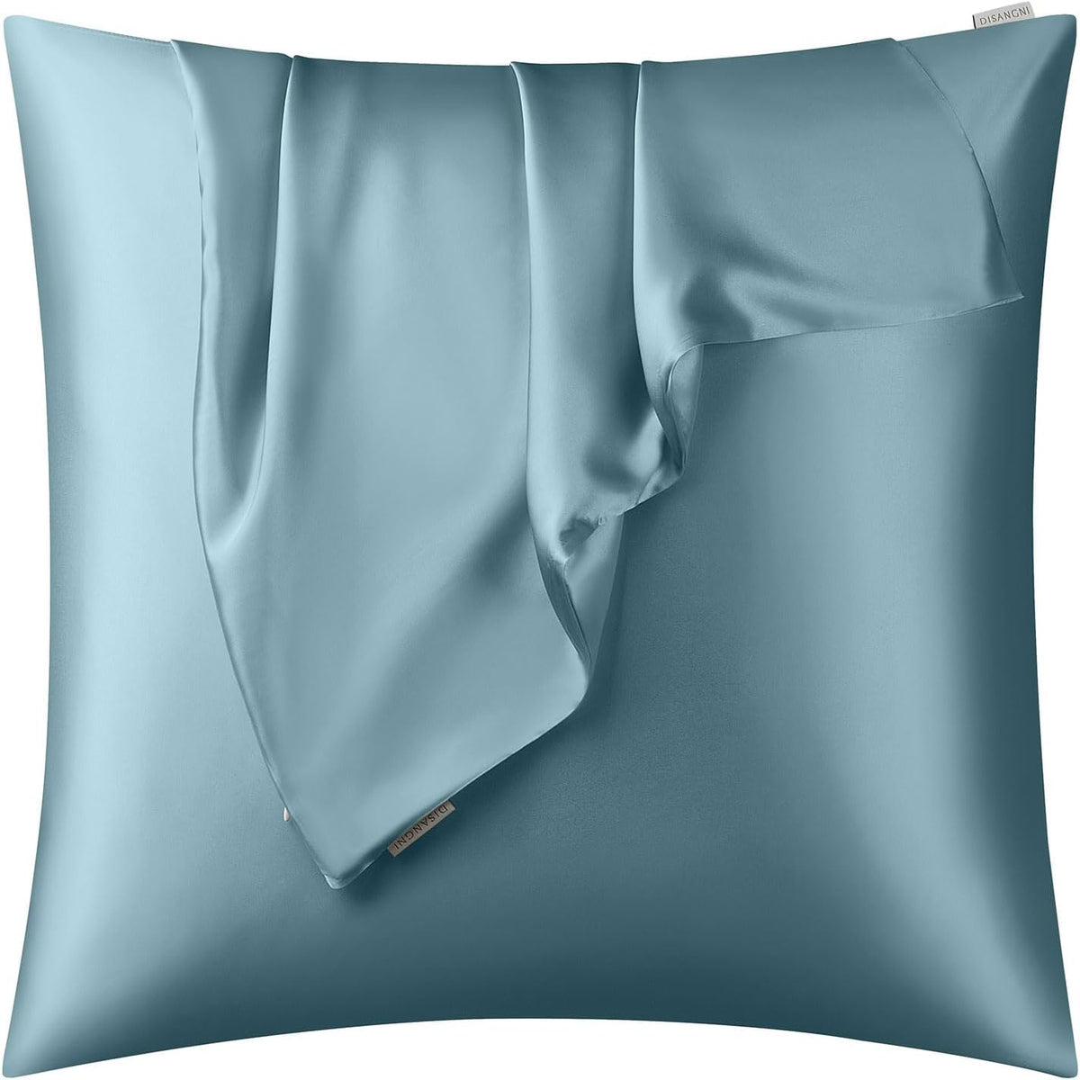 DISANGNI 100% Natural Mulberry Silk Pillow case for Hair and Skin with Hidden Zipper 22 Momme Both Sides Real Silk Pillow Case (2pc Standard Size 20" x26", Dark Gray)
