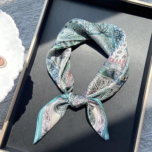 100% Pure Mulberry Silk Square Scarf - Lightweight Hair Wrap & Shawl for Women - Versatile Headscarf, Neckerchief, Women Natural Silk (20.8×20.8 inches)
