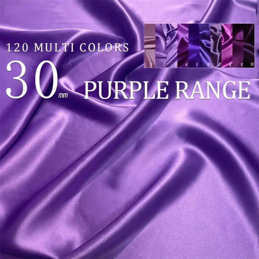 Satin Fabric, 99% Silk Charmeuse Satin Fabric Solid Multicolor 0.5-5.5m 114cm Width 30 Momme(Cd613,5.5m)
