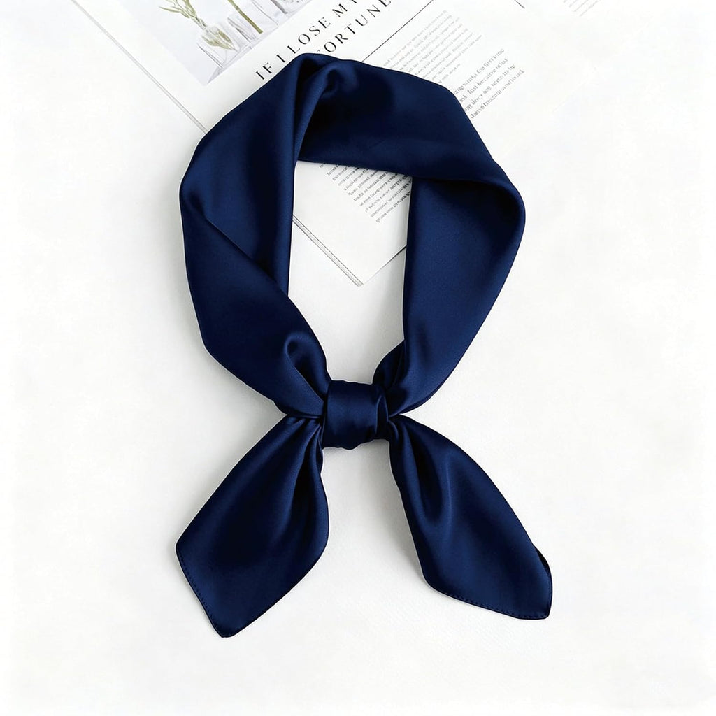 Solid-Coloured Silk Scarf–Lightweight 70x70cm Square Plain Scarf Wraps Pure Silk Scarves Natural Silk Neckerchief Headscarf Women