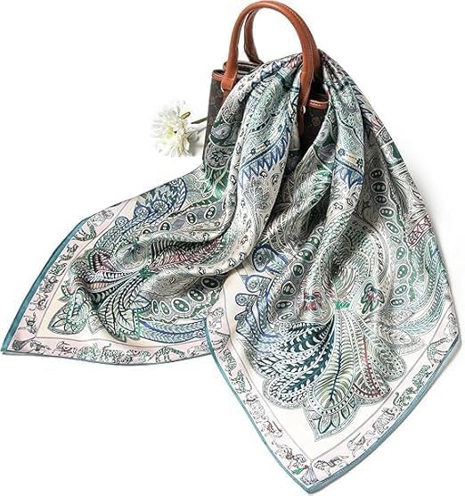 100% Pure Mulberry Silk Square Scarf - Lightweight Hair Wrap & Shawl for Women - Versatile Headscarf, Neckerchief, Women Natural Silk (20.8×20.8 inches)