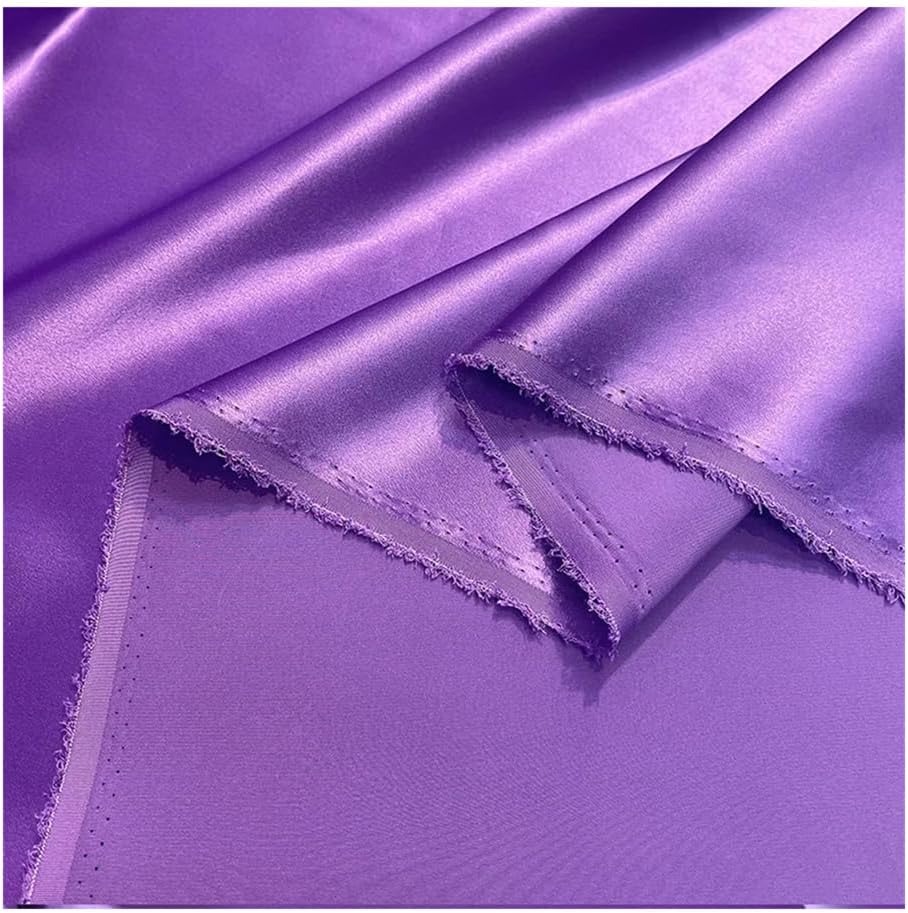 Satin Fabric, 99% Silk Charmeuse Satin Fabric Solid Multicolor 0.5-5.5m 114cm Width 30 Momme(Cd613,5.5m)