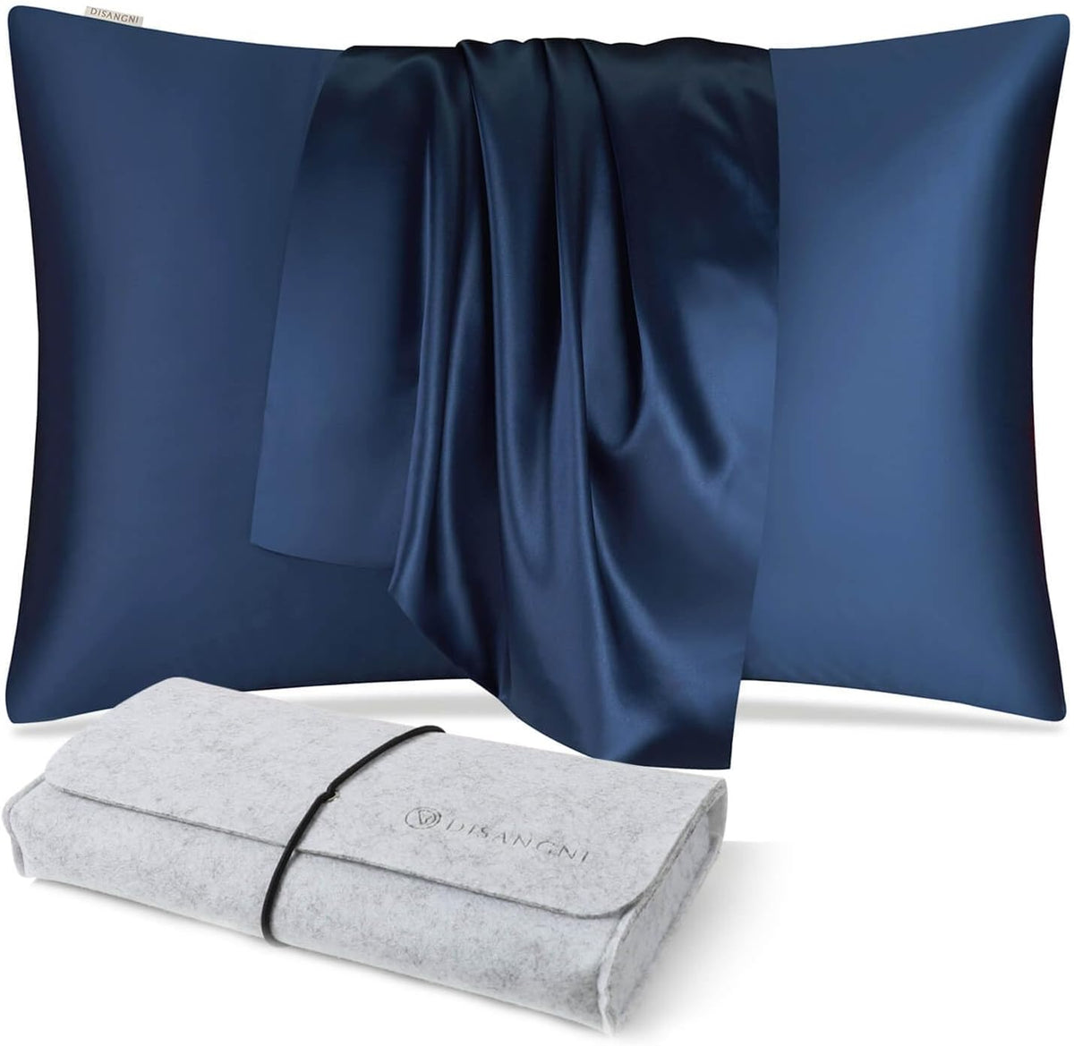 DISANGNI 100% Natural Mulberry Silk Pillow case for Hair and Skin with Hidden Zipper 22 Momme Both Sides Real Silk Pillow Case (2pc Standard Size 20" x26", Dark Gray)