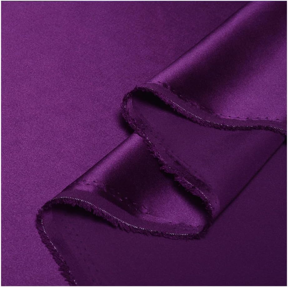 Satin Fabric, 99% Silk Charmeuse Satin Fabric Solid Multicolor 0.5-5.5m 114cm Width 30 Momme(Cd613,5.5m)