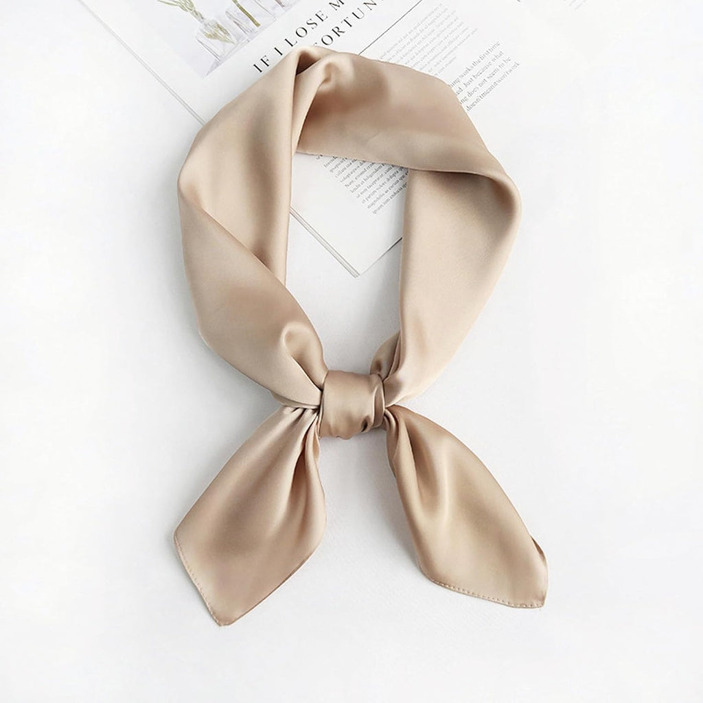 Solid-Coloured Silk Scarf–Lightweight 70x70cm Square Plain Scarf Wraps Pure Silk Scarves Natural Silk Neckerchief Headscarf Women