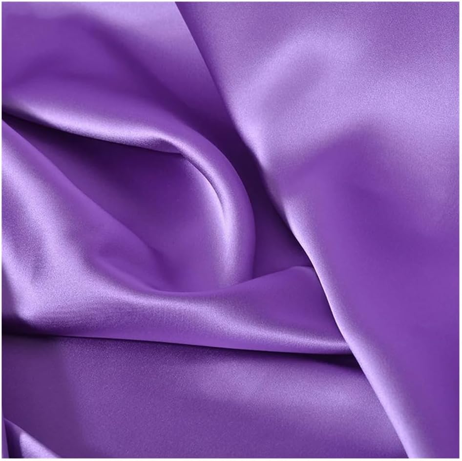 Satin Fabric, 99% Silk Charmeuse Satin Fabric Solid Multicolor 0.5-5.5m 114cm Width 30 Momme(Cd613,5.5m)
