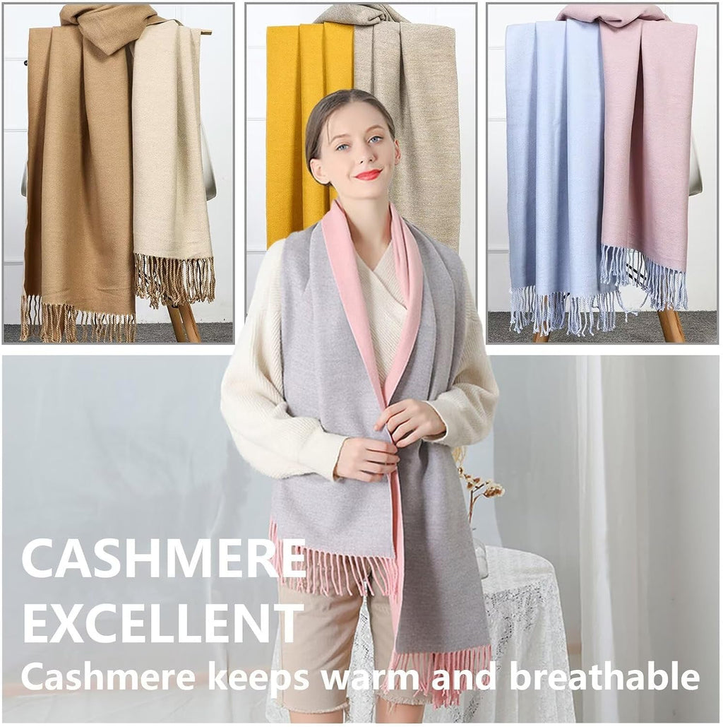 ZVCXOE Scarf Women Cashmere Scarf 200cm*70cm Red Winter Pashmina Shawl Thick Oversized Scarves Warm Wraps For Ladies Classic Long Stole