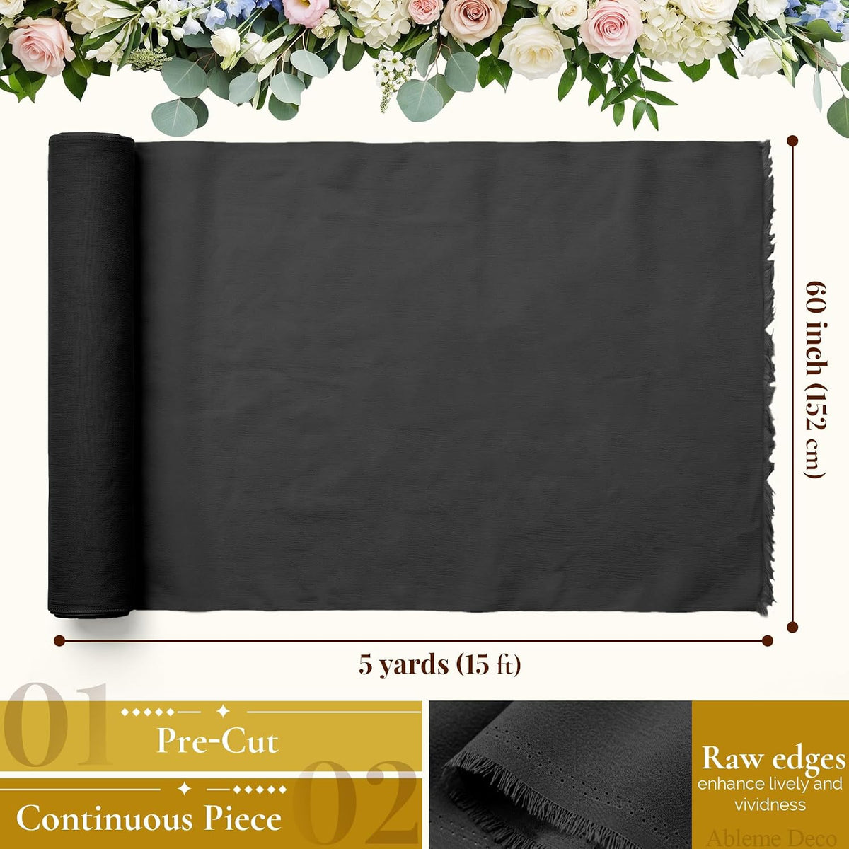 Chiffon Fabric by The Yard 60" x 5 Yards, Soft Sheer Draping (Amber Yellow)