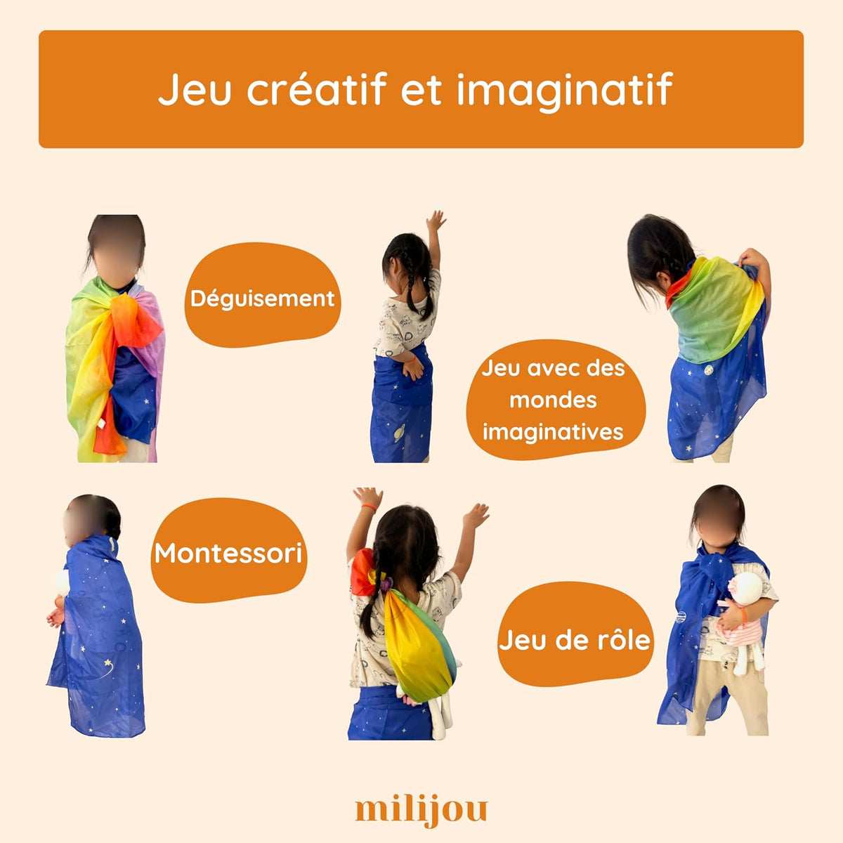 Play Silk - Versatile Natural Silk Cloth for Creative Play, Dancing & Fancy Dress, Educational Activities According to Montessori Waldorf, 90 x 90 cm, Starry Sky