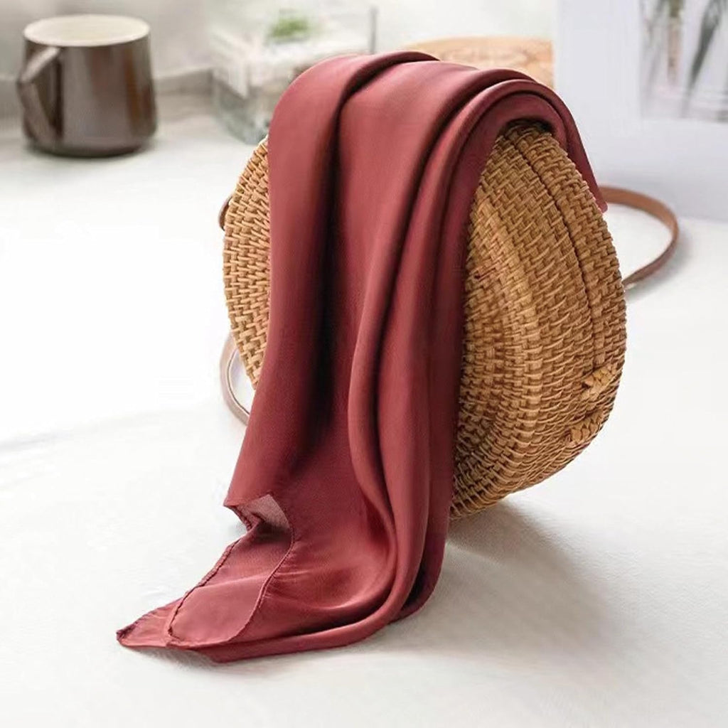 Solid-Coloured Silk Scarf–Lightweight 70x70cm Square Plain Scarf Wraps Pure Silk Scarves Natural Silk Neckerchief Headscarf Women
