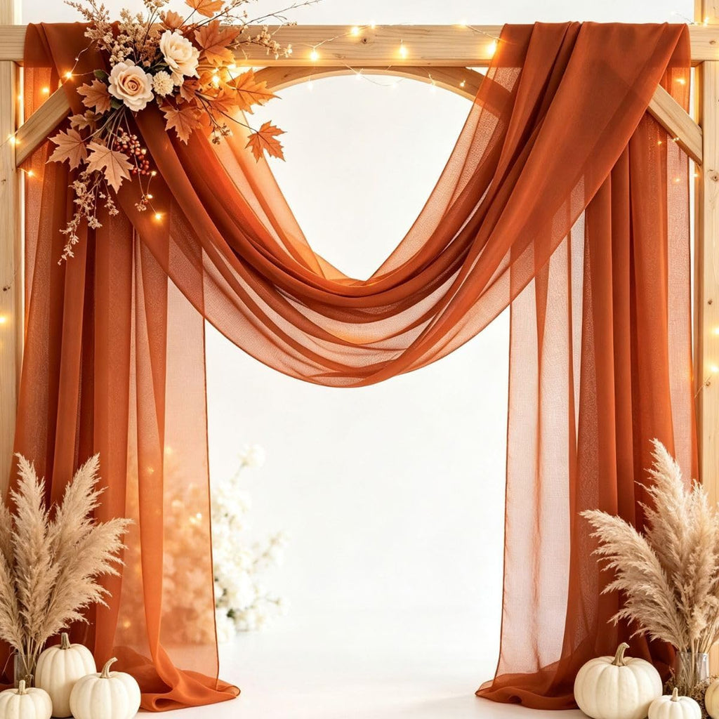 Terracotta Chiffon Fabric by The Yard Continuous Sheer Arch Fabric 3 Yards