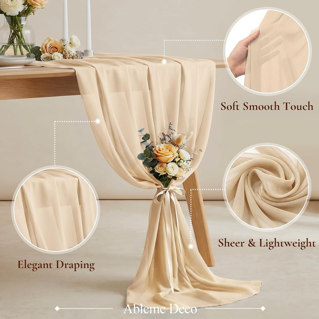 Chiffon Fabric by The Yard 60" x 5 Yards, Soft Sheer Draping (Amber Yellow)