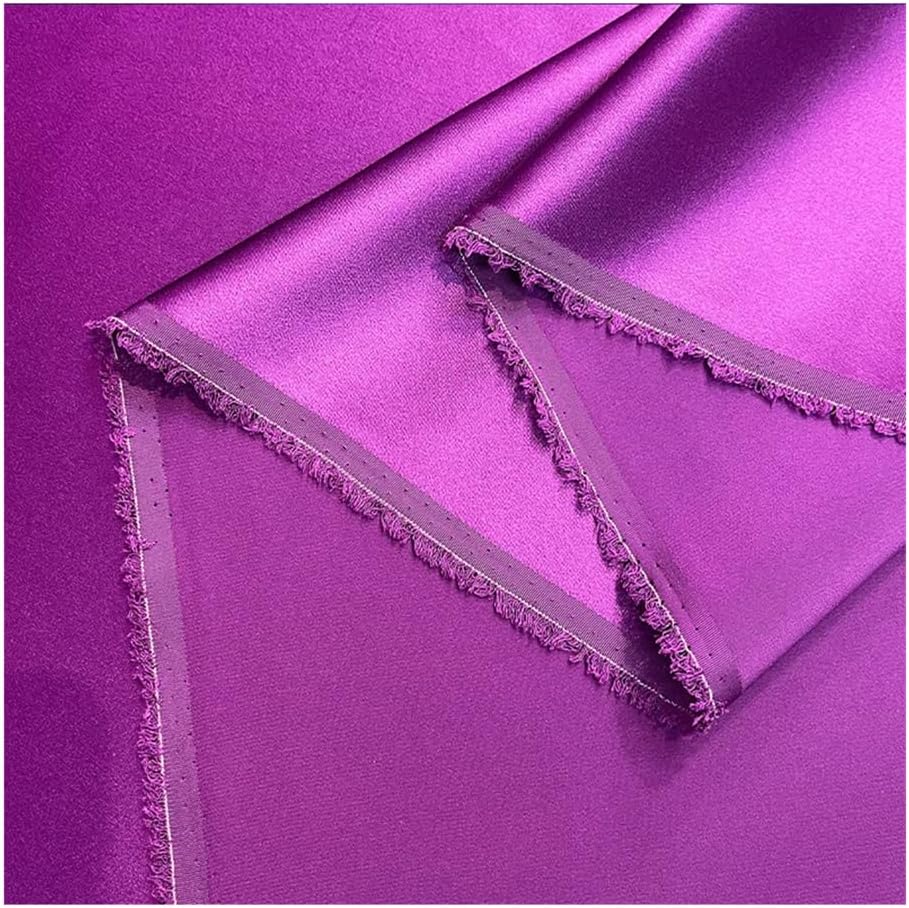 Satin Fabric, 99% Silk Charmeuse Satin Fabric Solid Multicolor 0.5-5.5m 114cm Width 30 Momme(Cd613,5.5m)