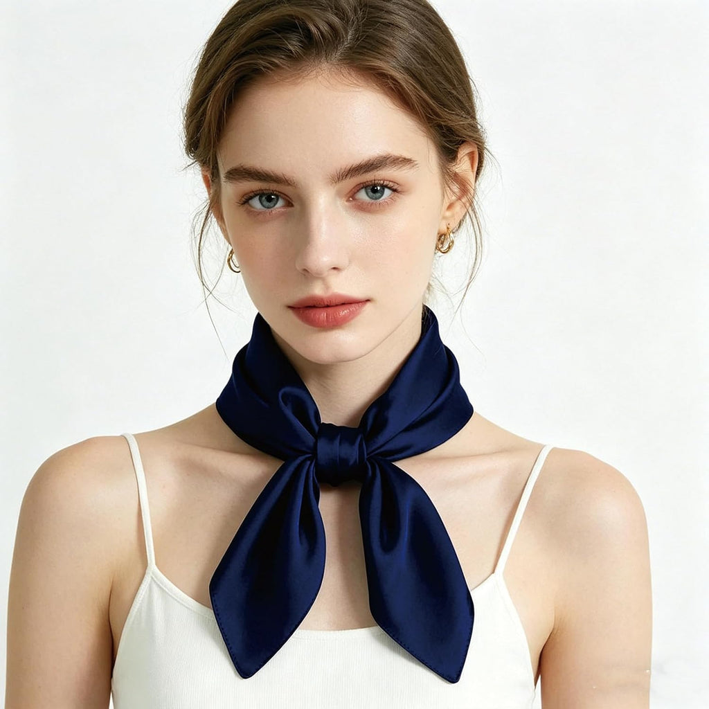 Solid-Coloured Silk Scarf–Lightweight 70x70cm Square Plain Scarf Wraps Pure Silk Scarves Natural Silk Neckerchief Headscarf Women