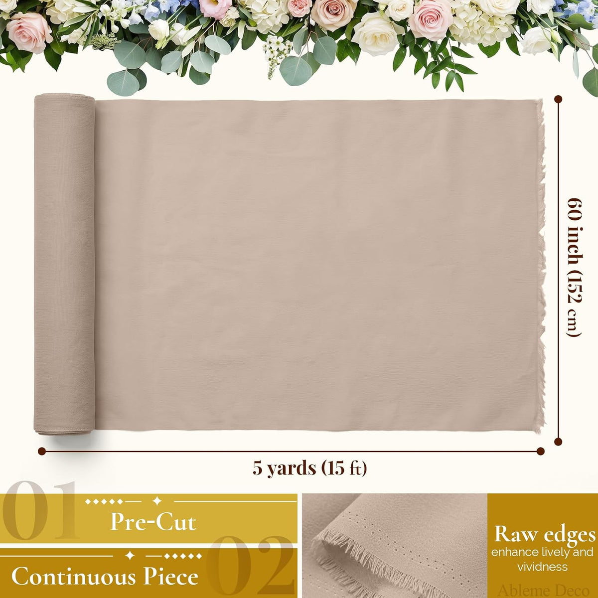 Chiffon Fabric by The Yard 60" x 5 Yards, Soft Sheer Draping (Amber Yellow)