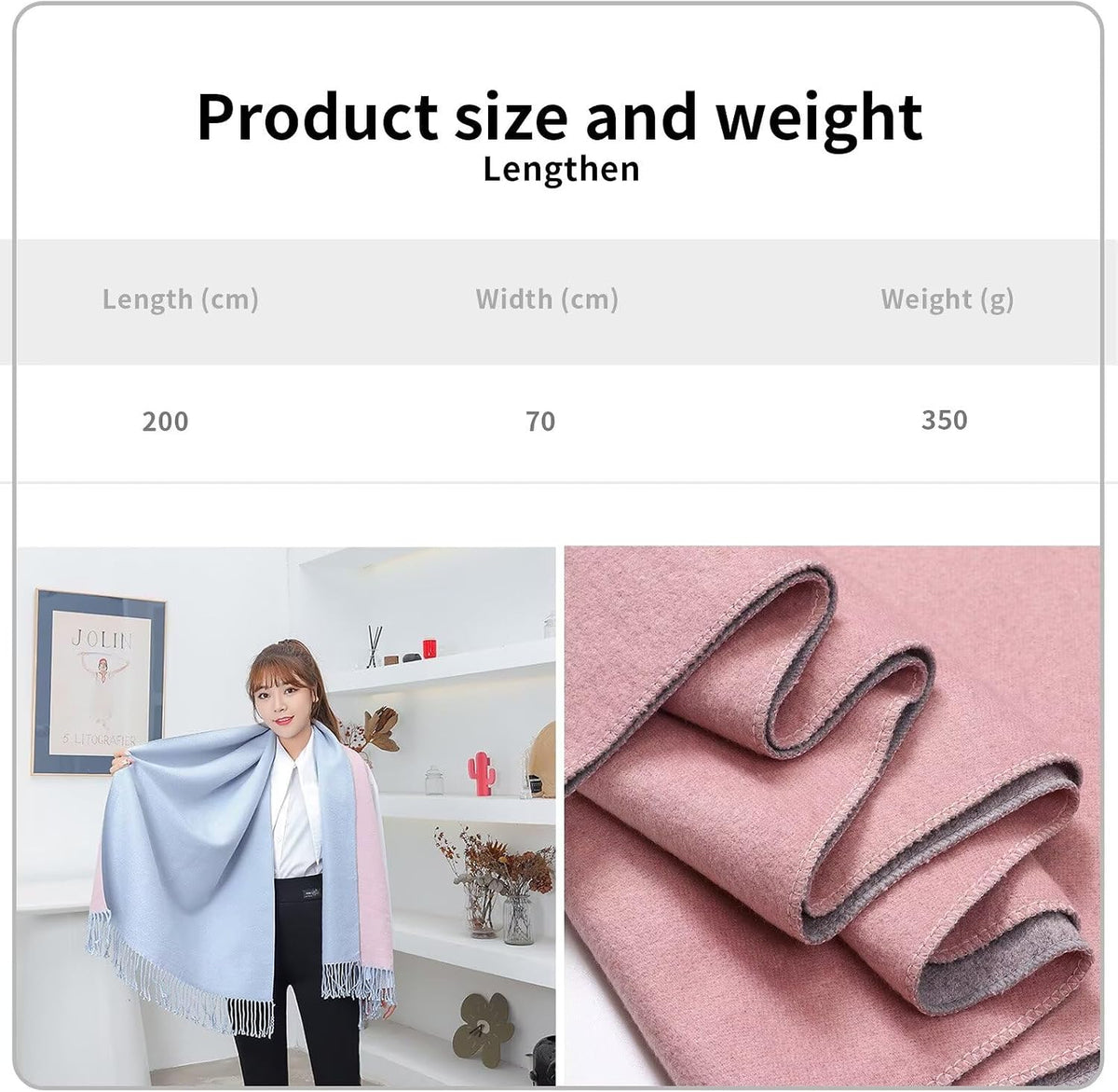 ZVCXOE Scarf Women Cashmere Scarf 200cm*70cm Red Winter Pashmina Shawl Thick Oversized Scarves Warm Wraps For Ladies Classic Long Stole