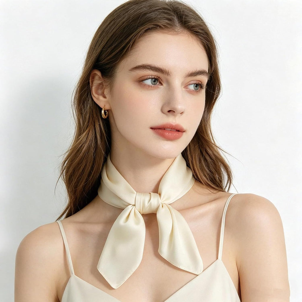 Solid-Coloured Silk Scarf–Lightweight 70x70cm Square Plain Scarf Wraps Pure Silk Scarves Natural Silk Neckerchief Headscarf Women