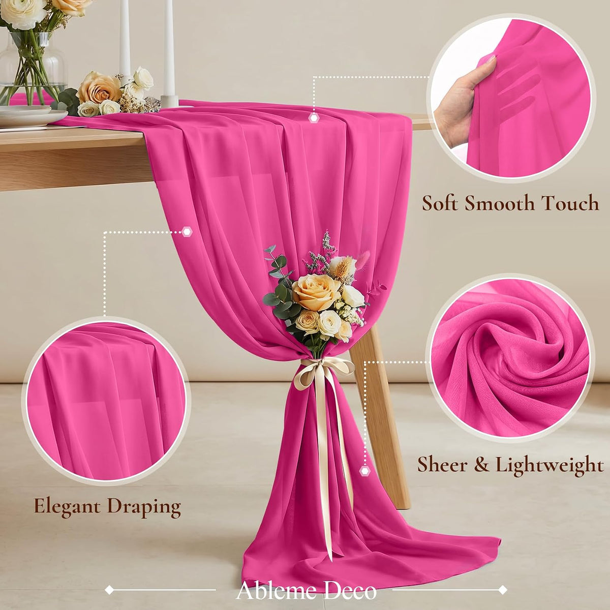 Chiffon Fabric by The Yard 60" x 5 Yards, Soft Sheer Draping (Amber Yellow)
