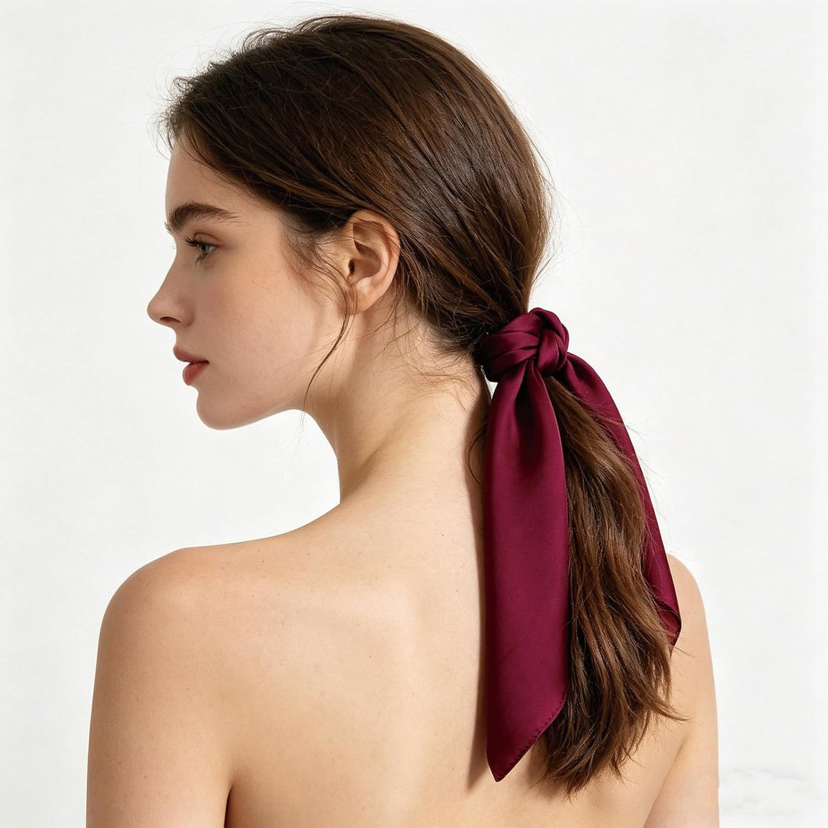 Solid-Coloured Silk Scarf–Lightweight 70x70cm Square Plain Scarf Wraps Pure Silk Scarves Natural Silk Neckerchief Headscarf Women
