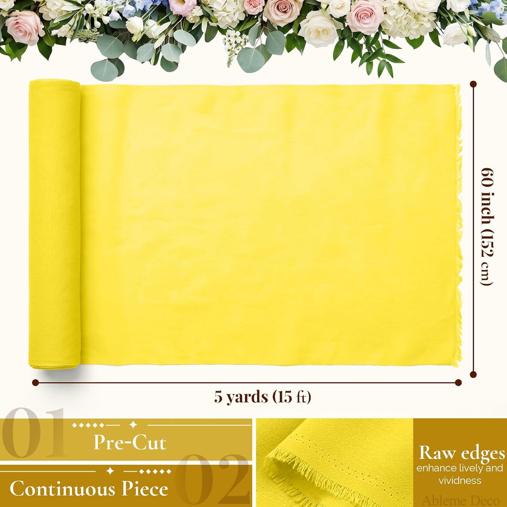 Chiffon Fabric by The Yard 60" x 5 Yards, Soft Sheer Draping (Amber Yellow)