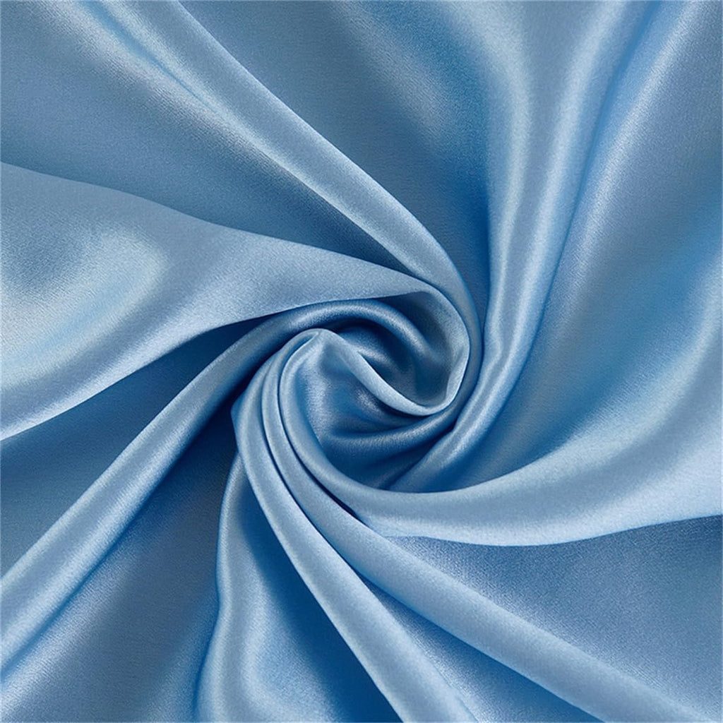 55'' Width 19 Momme 100 Percent Pure Silk Fabric 6A Grade Natural Mulberry Charmeuse Fabric for Sewing Pajamas,Pillowcase,Clothes DIY Crafts(SkyBlue,1 Yd)