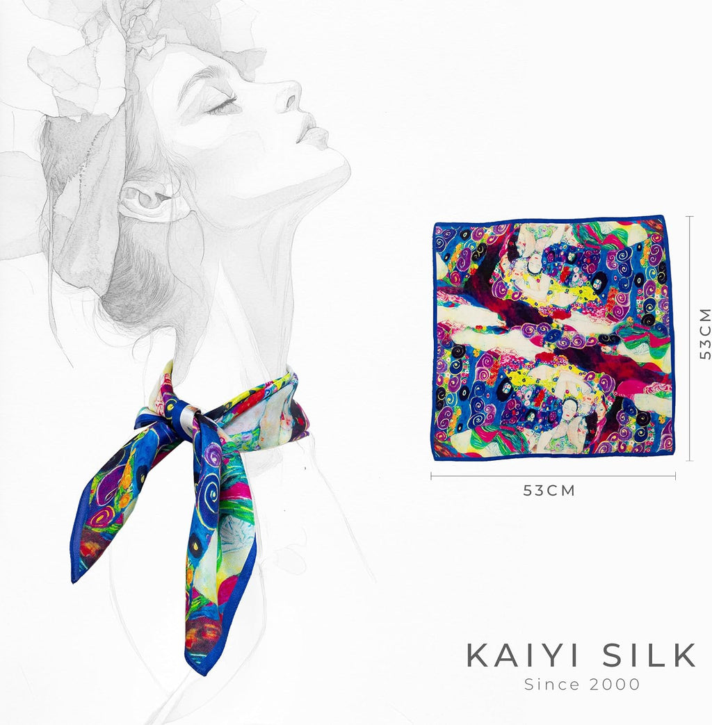 KY Stories 53x53CM 100% Pure Mulberry Silk Scarf for Women