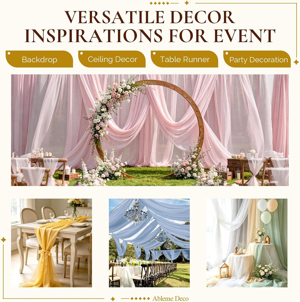 Chiffon Fabric by The Yard 60" x 5 Yards, Soft Sheer Draping (Amber Yellow)