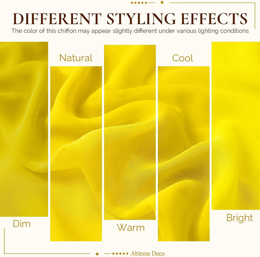 Chiffon Fabric by The Yard 60" x 5 Yards, Soft Sheer Draping (Amber Yellow)
