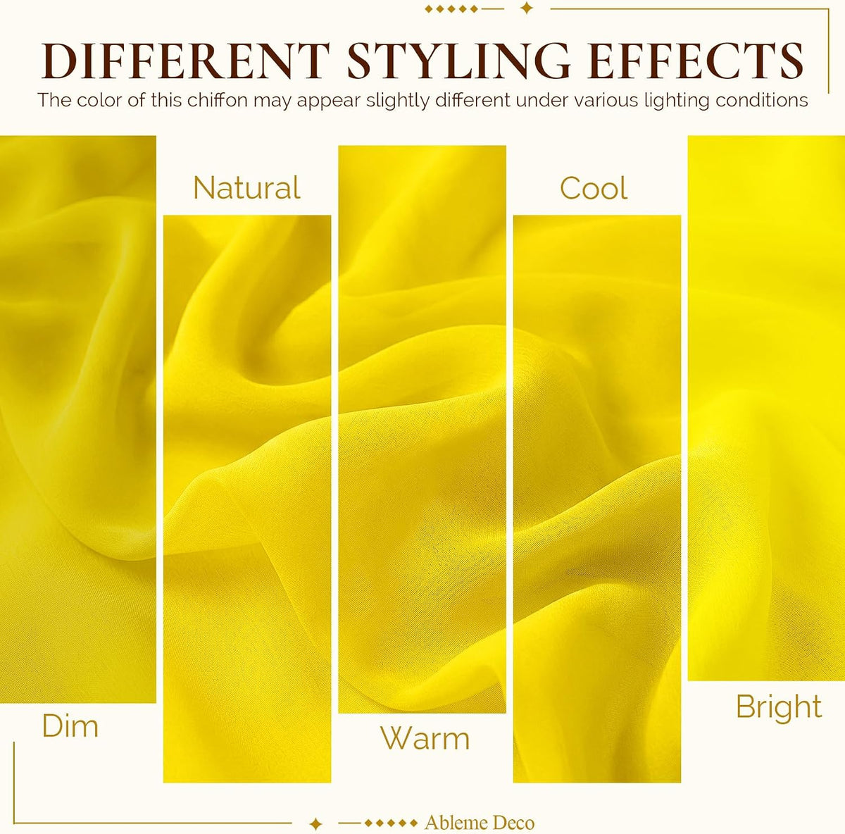 Chiffon Fabric by The Yard 60" x 5 Yards, Soft Sheer Draping (Amber Yellow)