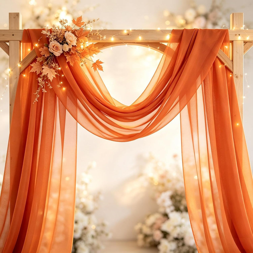 Terracotta Chiffon Fabric by The Yard Continuous Sheer Arch Fabric 3 Yards