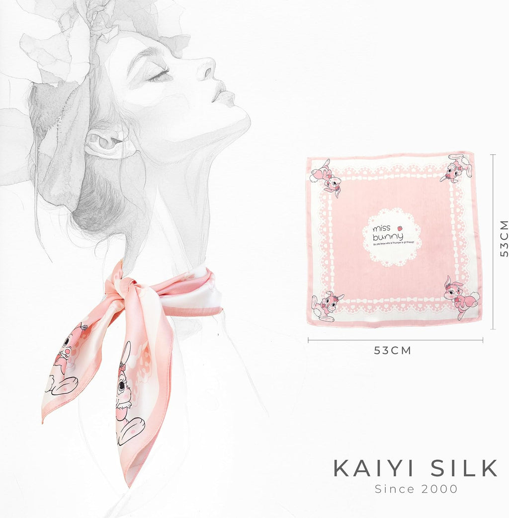 KY Stories 53x53CM 100% Pure Mulberry Silk Scarf for Women
