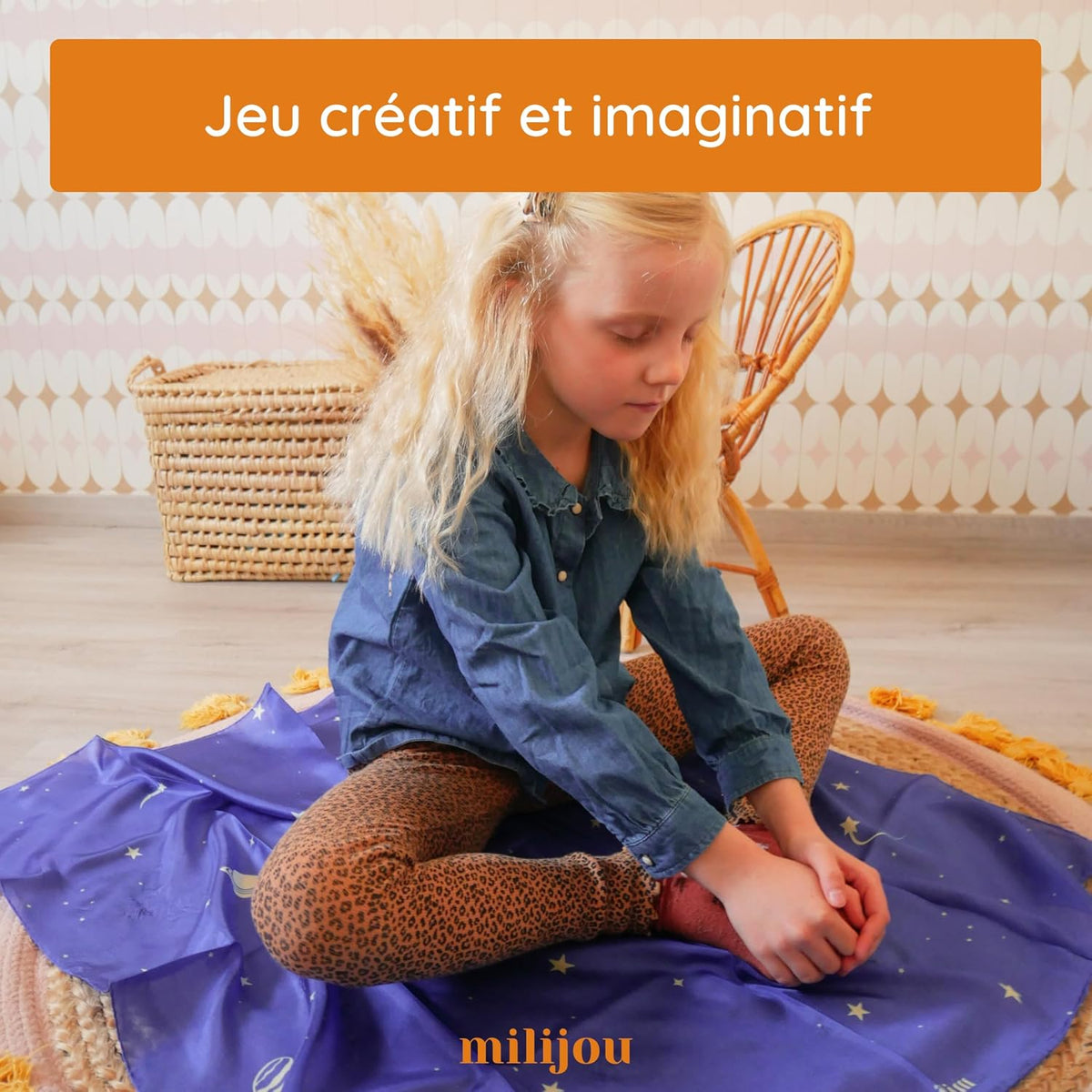 Play Silk - Versatile Natural Silk Cloth for Creative Play, Dancing & Fancy Dress, Educational Activities According to Montessori Waldorf, 90 x 90 cm, Starry Sky