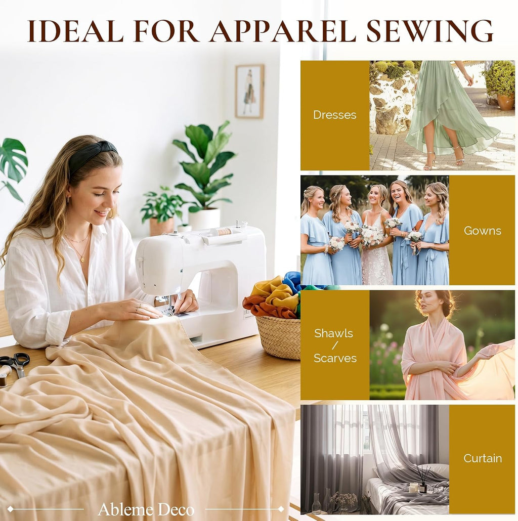 Chiffon Fabric by The Yard 60" x 5 Yards, Soft Sheer Draping (Amber Yellow)