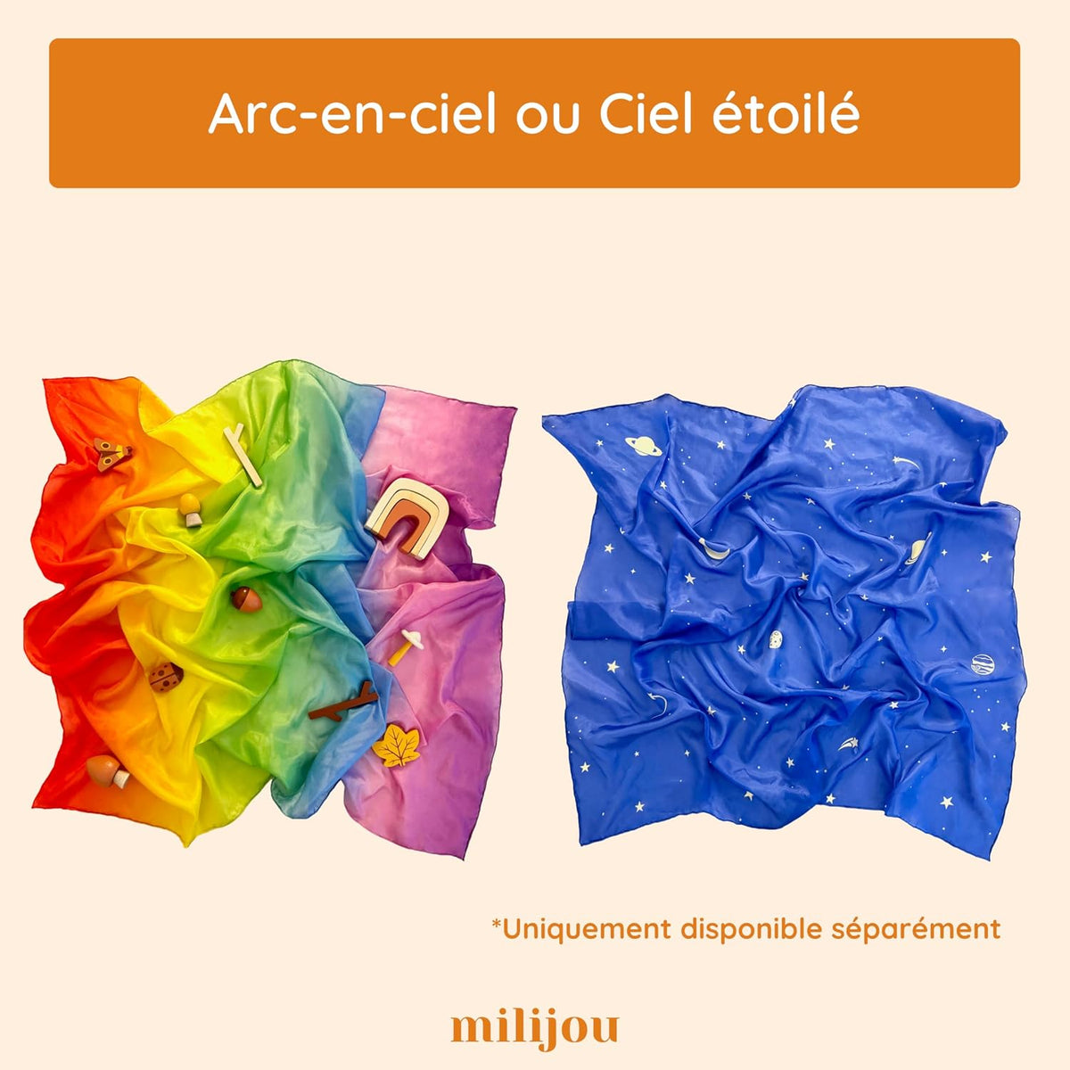 Play Silk - Versatile Natural Silk Cloth for Creative Play, Dancing & Fancy Dress, Educational Activities According to Montessori Waldorf, 90 x 90 cm, Starry Sky